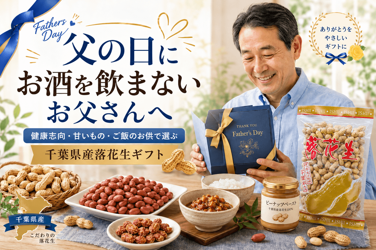 父の日にお酒を飲まないお父さんへ｜健康志向・甘いもの・ご飯のお供で選ぶ千葉県産落花生ギフト