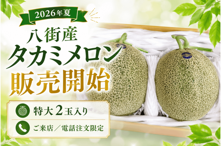 【2026年夏】八街産タカミメロン販売開始｜2玉入り・ご来店/電話注文限定