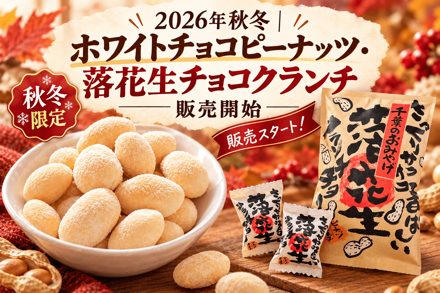 2026年秋冬｜ホワイトチョコピーナッツ・落花生チョコクランチ販売開始