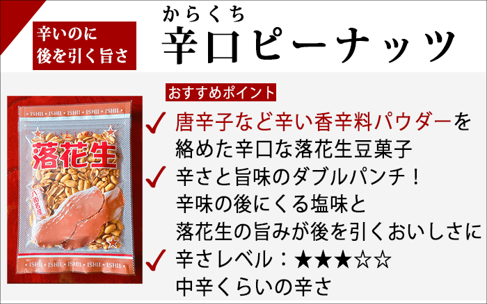 辛口ピーナッツ（バタピー）の商品紹介ページの画面