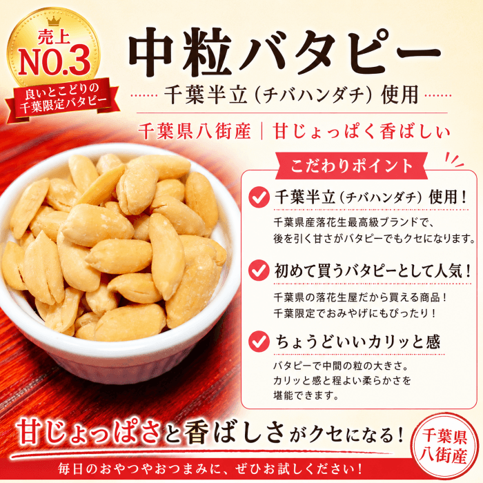 バターピーナッツ 千葉半立をお皿に盛り付けた商品画像