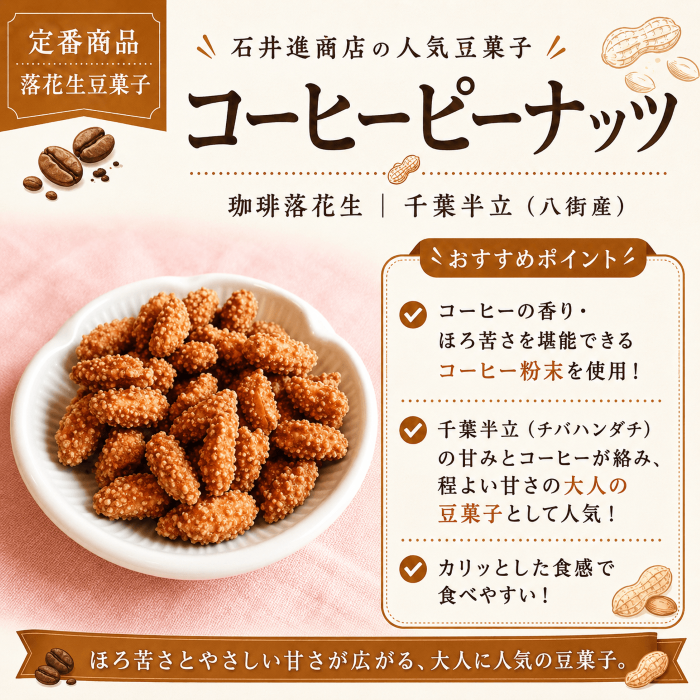 コーヒーピーナッツの特徴を紹介する画像