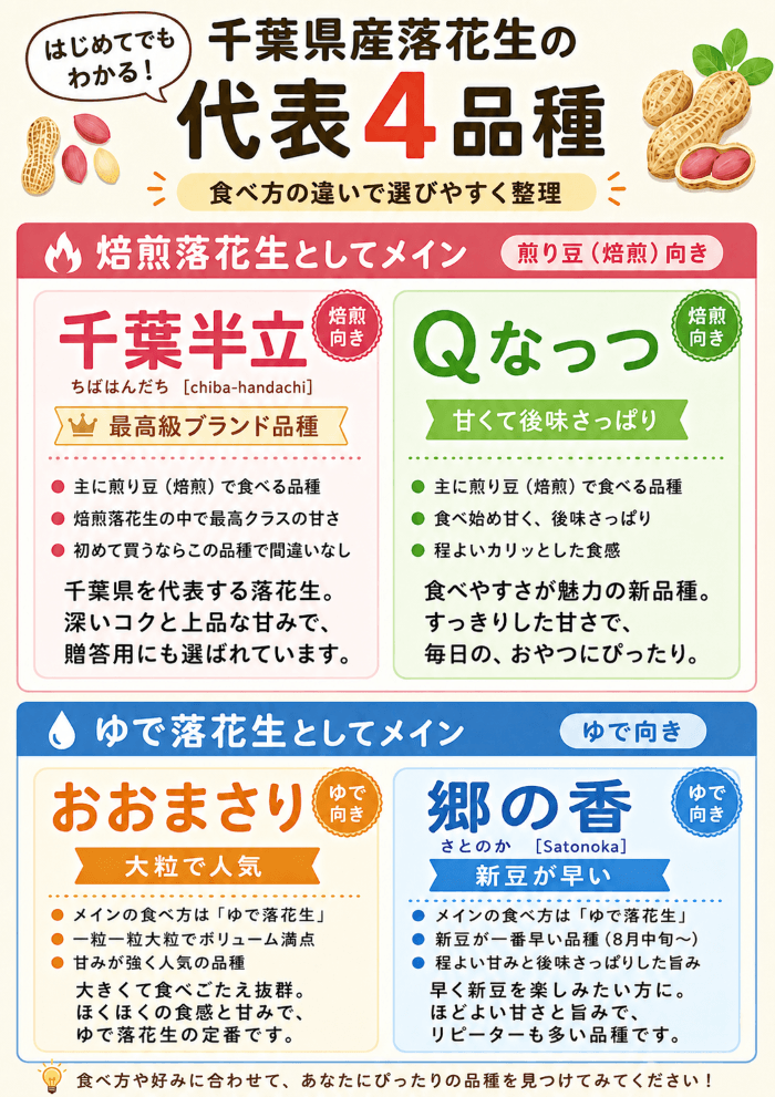 石井進商店で扱う千葉県産落花生の品種とギフト向け商品